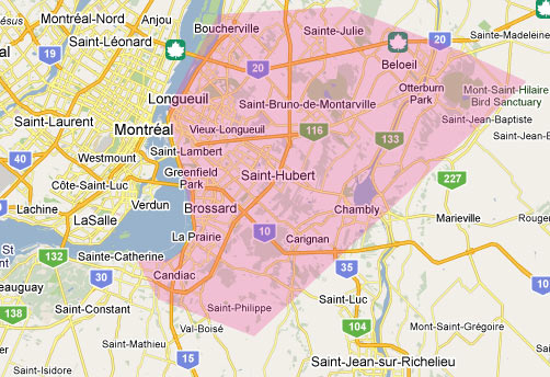 carte-secteur-plombier-longueuil-rive-sud Carte des secteurs desservis par nos plombiers à Longueuil et en Montérégie