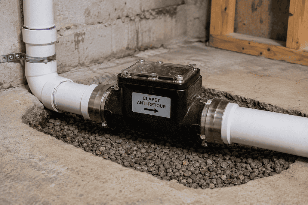 backwater valve plumbing sewage backup Check valve installed on a plumbing line to prevent sewer backflow